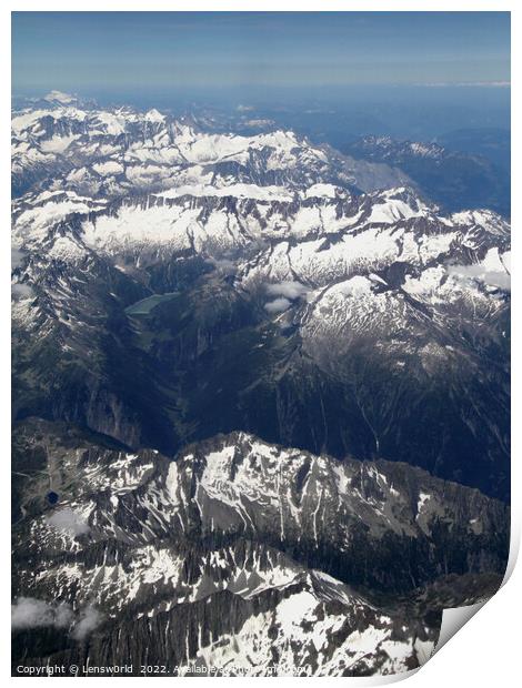 Beautiful view of the Alps from a plane Print by Lensw0rld 