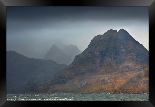 Sgurr na Stri from Elgol, Isle of Skye Scotland. Framed Print by Barbara Jones