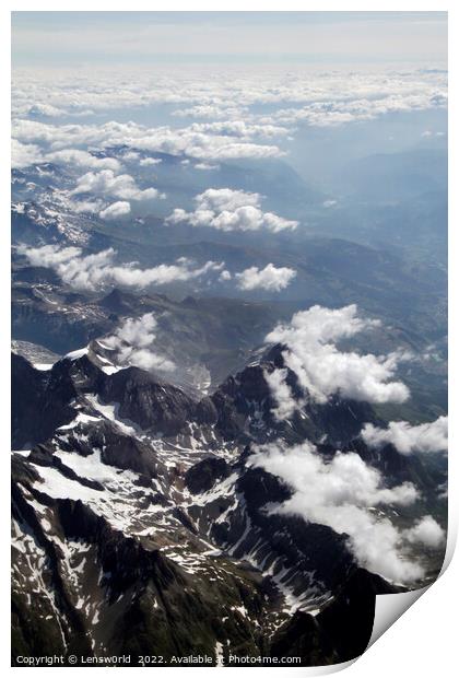 Beautiful view of the Alps from a plane Print by Lensw0rld 