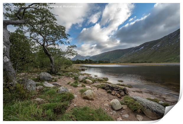 Little beach at Glen Etive Print by Kevin White