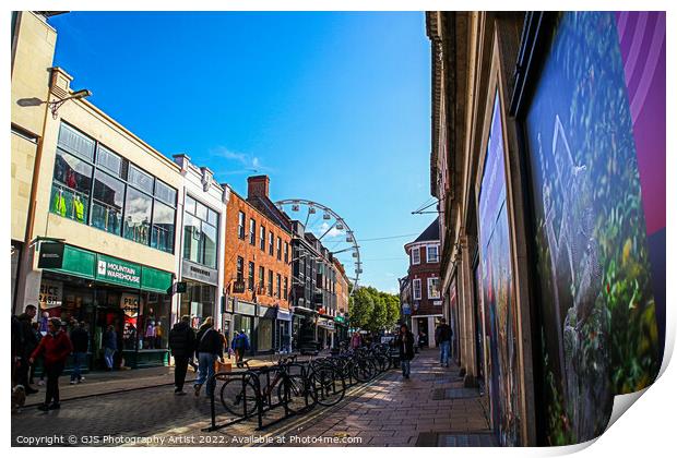 Bikes Buildings and a Wheel Print by GJS Photography Artist