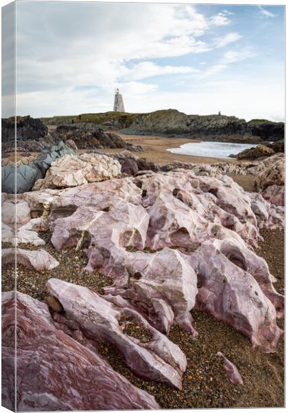Rock formations at Ynys Llanddwyn, Anglesey Canvas Print by Andrew Kearton