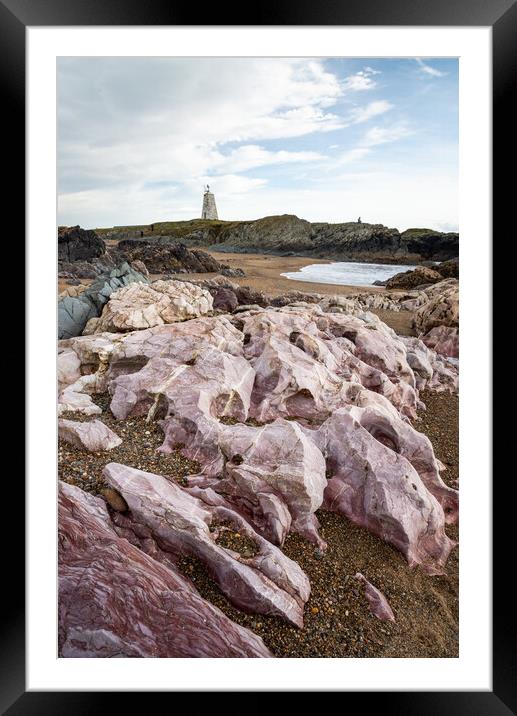 Rock formations at Ynys Llanddwyn, Anglesey Framed Mounted Print by Andrew Kearton