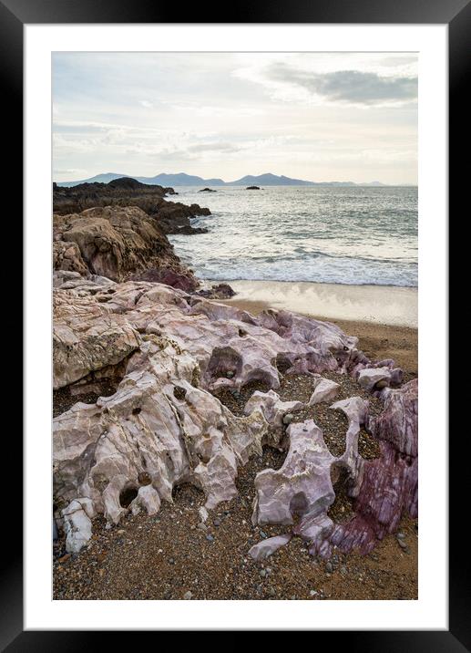 Beach on Yynys Llanddwyn, Anglesey, North Wales Framed Mounted Print by Andrew Kearton