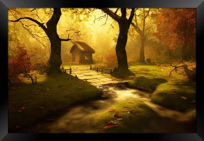 Autumnal Woodland Cottage Framed Print by Picture Wizard