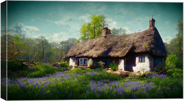 A Bluebell Cottage Canvas Print by Picture Wizard