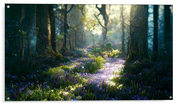Bluebells In The Light Acrylic by Picture Wizard