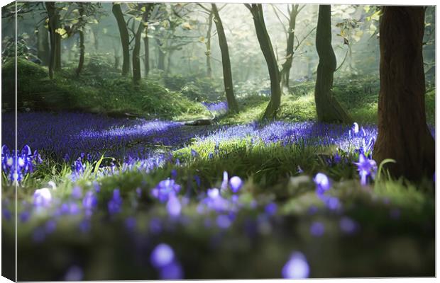 Bluebells In The Woods Canvas Print by Picture Wizard