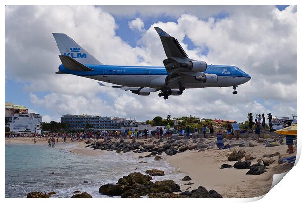Boeing 747 KLM Sint maarten. Print by Allan Durward Photography
