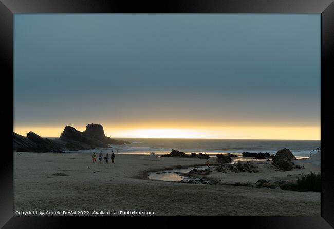Zambujeira do Mar Beach at Sunset Framed Print by Angelo DeVal