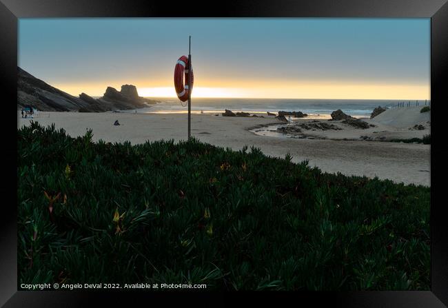 Zambujeira do Mar Beach at Summer Sunset Framed Print by Angelo DeVal