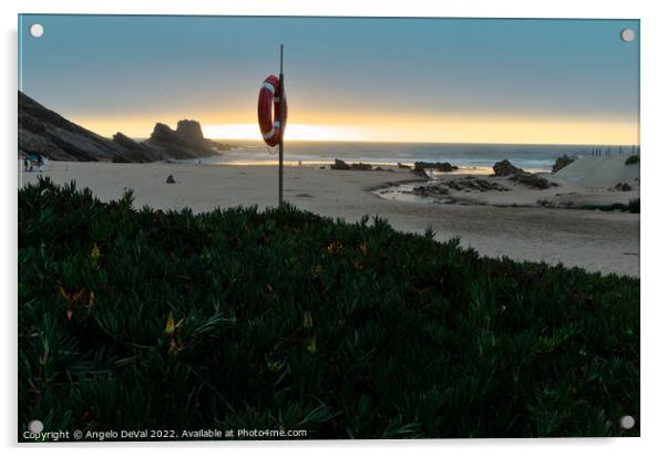 Zambujeira do Mar Beach at Summer Sunset Acrylic by Angelo DeVal