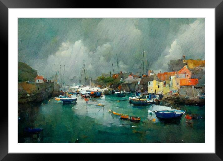 A Cornish VIllage Framed Mounted Print by Picture Wizard