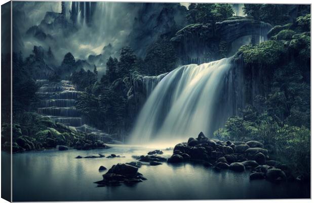 Fantasy Waterfall Canvas Print by Picture Wizard
