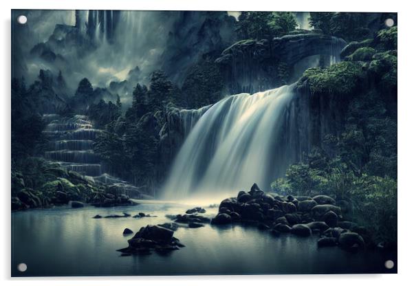 Fantasy Waterfall Acrylic by Picture Wizard
