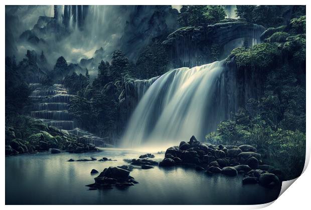 Fantasy Waterfall Print by Picture Wizard