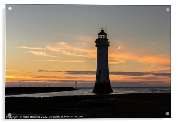 New Brighton Sunset Acrylic by Philip Brookes