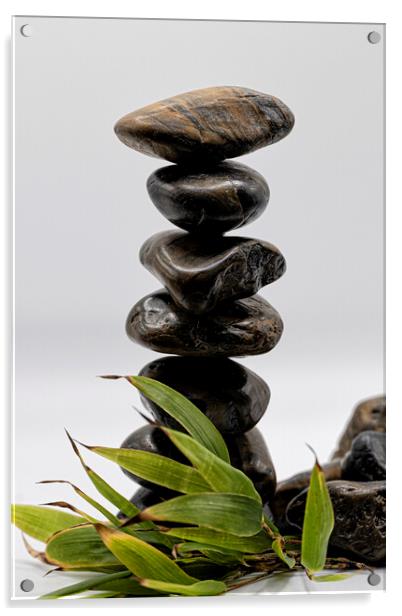 Cornish Zen balanced Stones Acrylic by kathy white