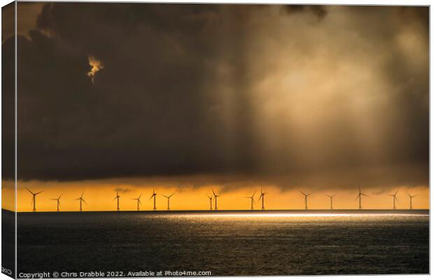 Wind Turbine sunset Canvas Print by Chris Drabble