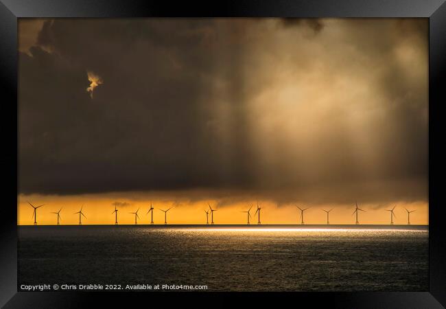 Wind Turbine sunset Framed Print by Chris Drabble