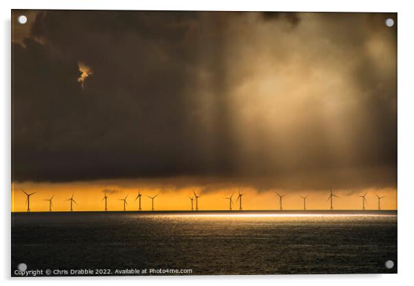 Wind Turbine sunset Acrylic by Chris Drabble
