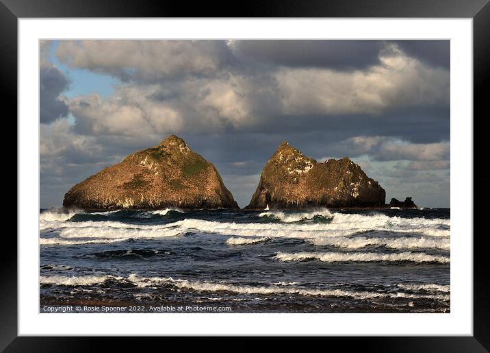 Waves by Gull Rocks Holywell Framed Mounted Print by Rosie Spooner