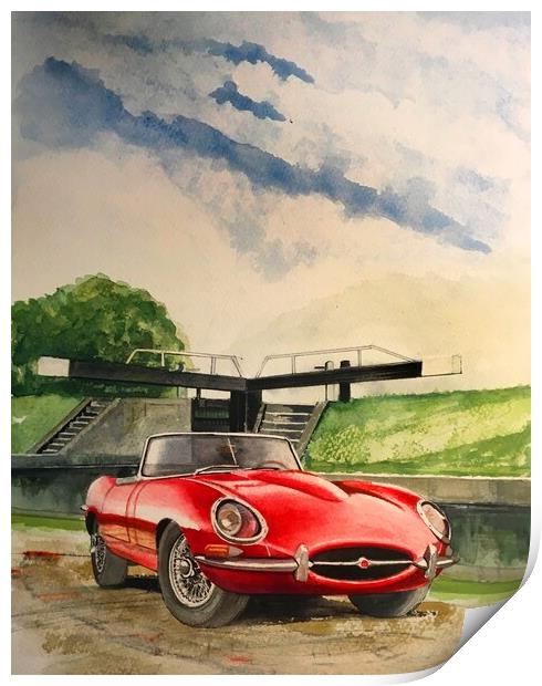 E Type Jaguar Print by John Lowerson