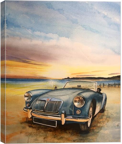 MG classic Car Canvas Print by John Lowerson