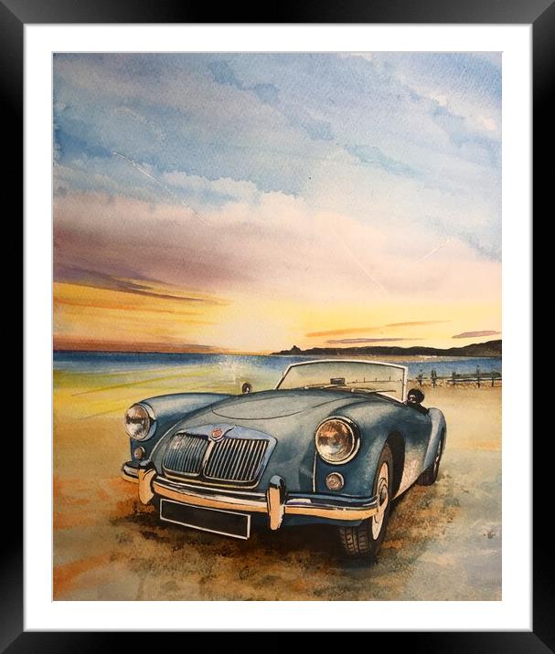 MG classic Car Framed Mounted Print by John Lowerson