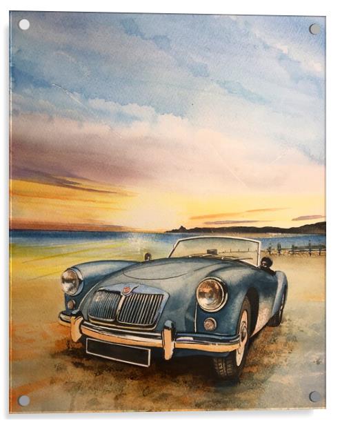 MG classic Car Acrylic by John Lowerson