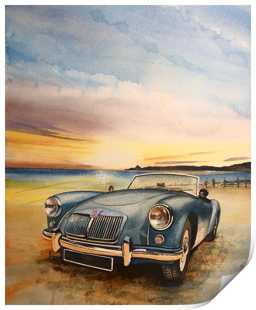 MG classic Car Print by John Lowerson