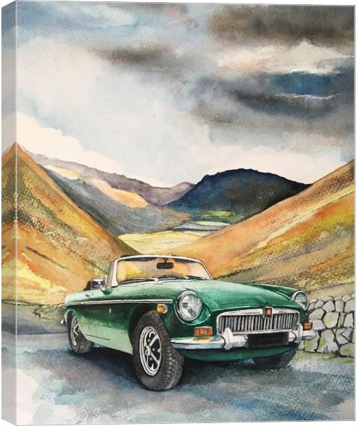 Classic MG sports car in the lakes Canvas Print by John Lowerson