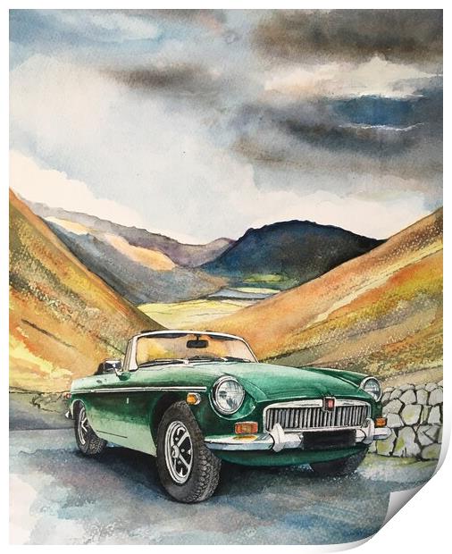 Classic MG sports car in the lakes Print by John Lowerson