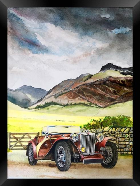 MG TC in the lakes Framed Print by John Lowerson