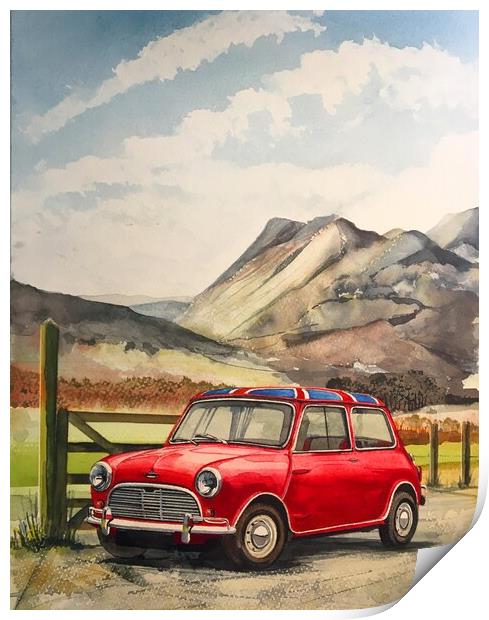A Mini Cooper s in the lake district Print by John Lowerson