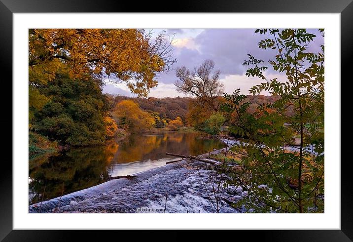 Whalley Weir, Autumn Framed Mounted Print by Michele Davis