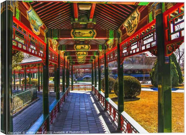 Red Correidor Zhongshan Park Beijing China Canvas Print by William Perry