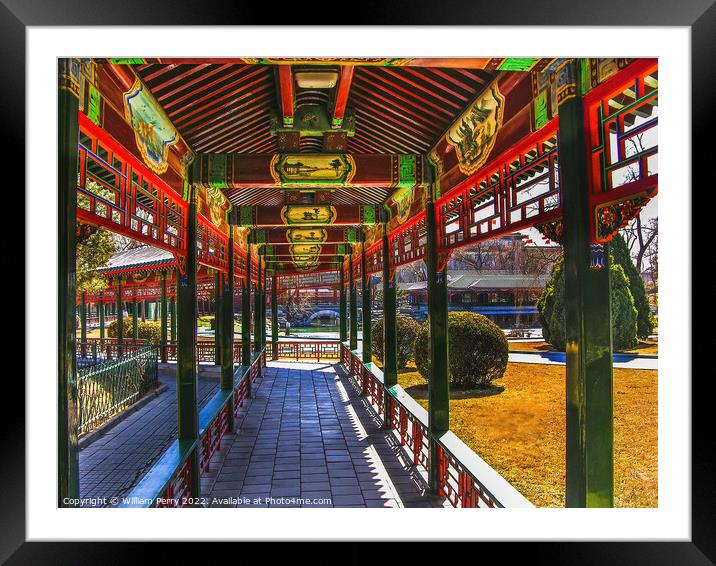 Red Correidor Zhongshan Park Beijing China Framed Mounted Print by William Perry