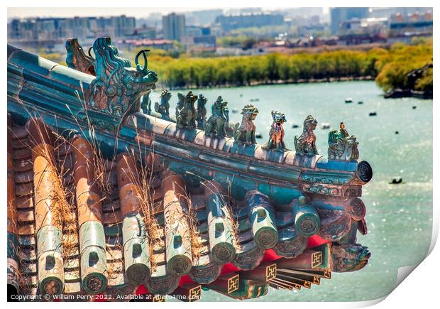 Roof Figurines Longevity Hill Tower Summer Palace Beijing China Print by William Perry