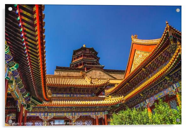 Longevity Hill Buddha Tower Summer Palace Beijing China Acrylic by William Perry