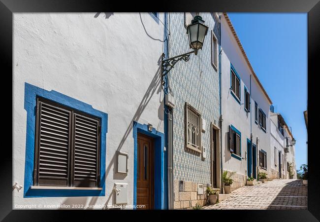 Narrow, steep street, Albufeira old town, Framed Print by Kevin Hellon
