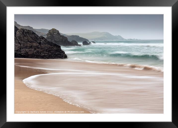 Sango Sands Waves, Durness, NC500 Scotland Framed Mounted Print by Barbara Jones
