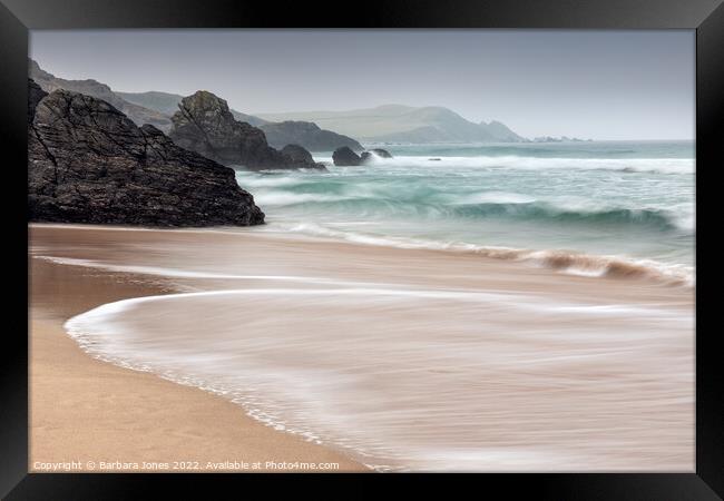 Sango Sands Waves, Durness, NC500 Scotland Framed Print by Barbara Jones