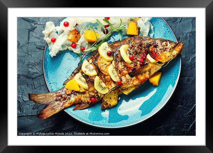 Fragrant nutrient baked fish. Framed Mounted Print by Mykola Lunov Mykola