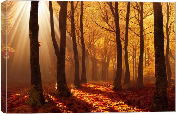 Autumnal Woodland Canvas Print by Picture Wizard