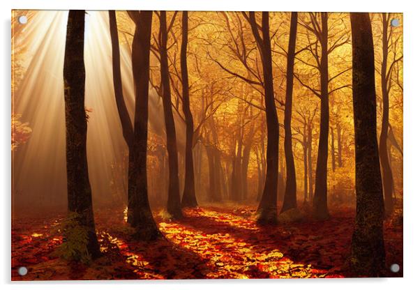 Autumnal Woodland Acrylic by Picture Wizard
