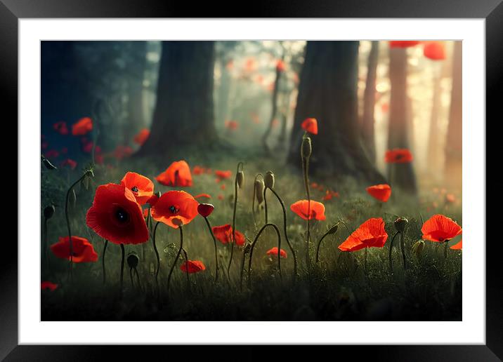 A group of colorful Poppies Framed Mounted Print by Picture Wizard