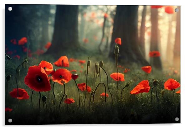 A group of colorful Poppies Acrylic by Picture Wizard