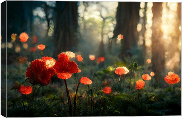 Poppy In The Wood Canvas Print by Picture Wizard