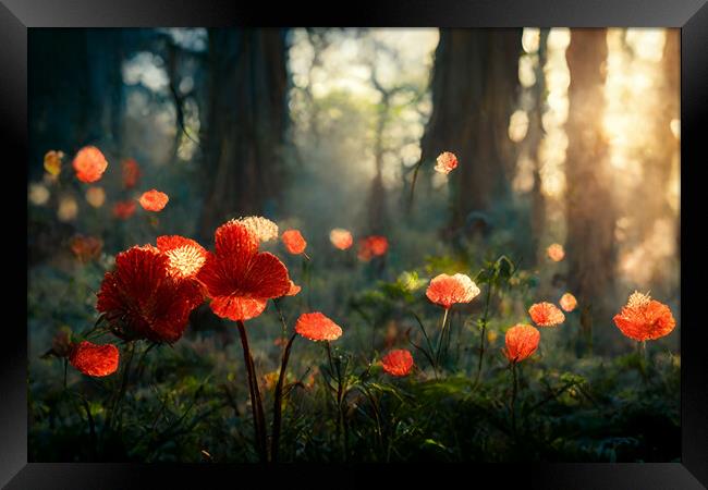 Poppy In The Wood Framed Print by Picture Wizard